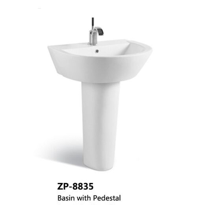 Fixing to Wall with Back Bathroom Big Wash Basin White Color Ceramic Pedestal Sinks
