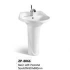 Fixing to Wall with Back Bathroom Wash Basin White Color Rectangle Ceramic Pedestal Sinks