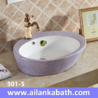 2016 new model fashion sanitary ware double glazed grey and white color art basin