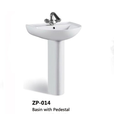 Fixing to Wall with Back Bathroom Sinks Sanitary Ware Ceramic White Basin with Pedestal