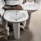 Fixing to Wall with Back Bathroom Sinks Sanitary Ware Ceramic Hand Wash Basin with Pedestal